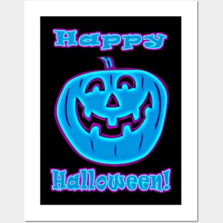 Blue Halloween Pumpkin Posters and Art